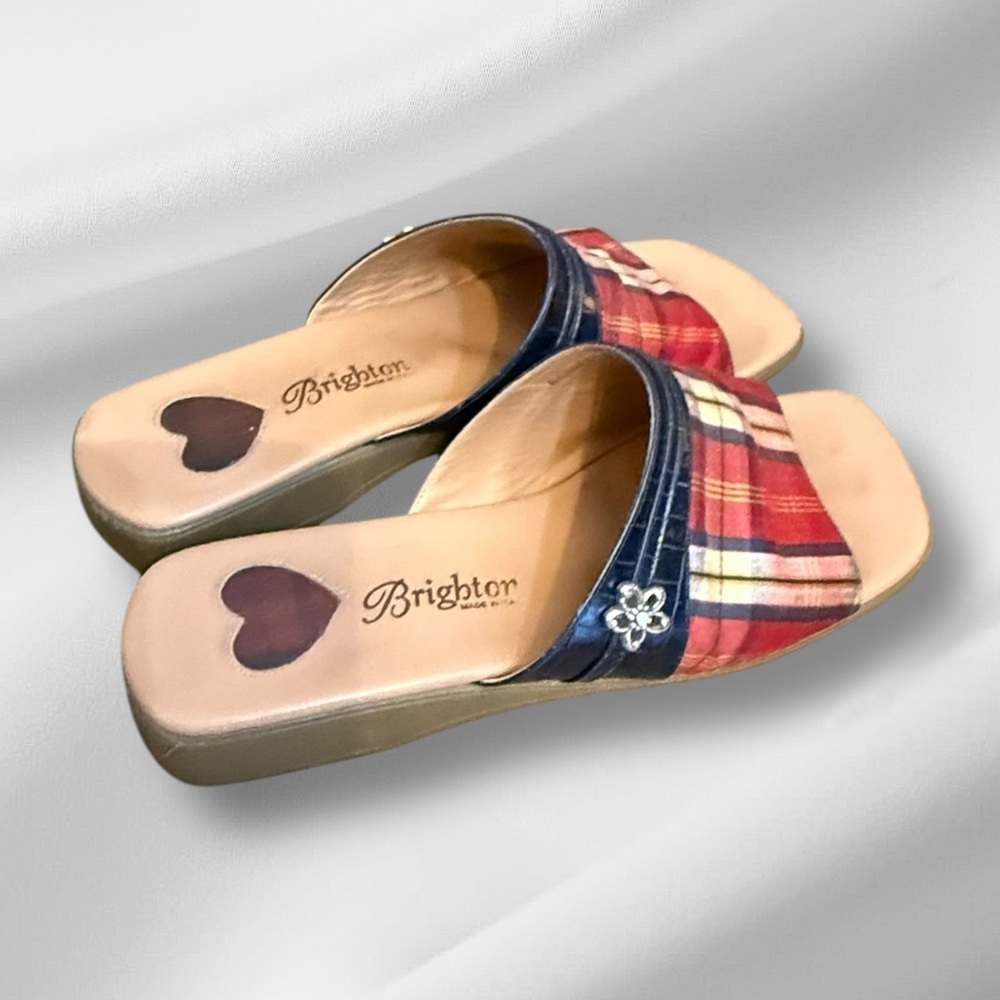Brighton Belize Women's Multicolor Plaid Slide Sandals - Picture 3 of 8